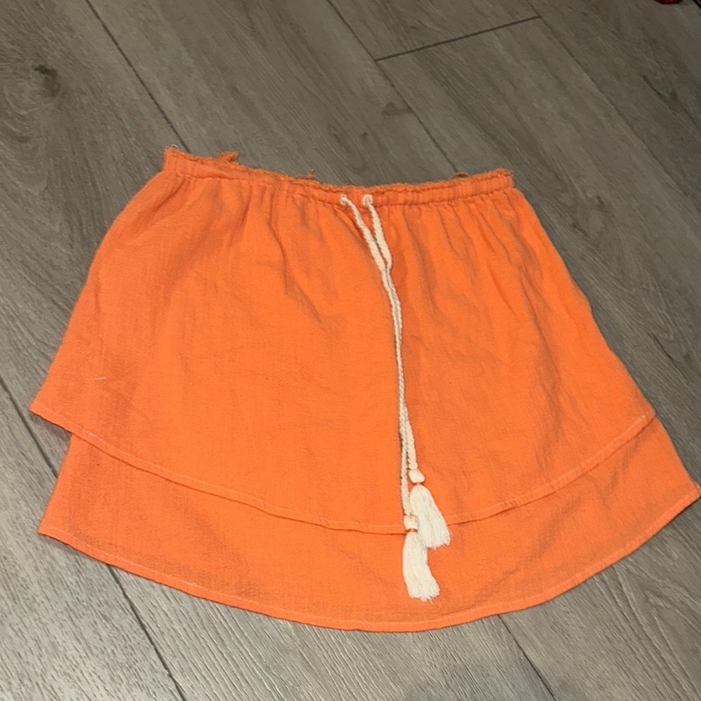 Free People Orange Layered Skirt with Drawstring size XS